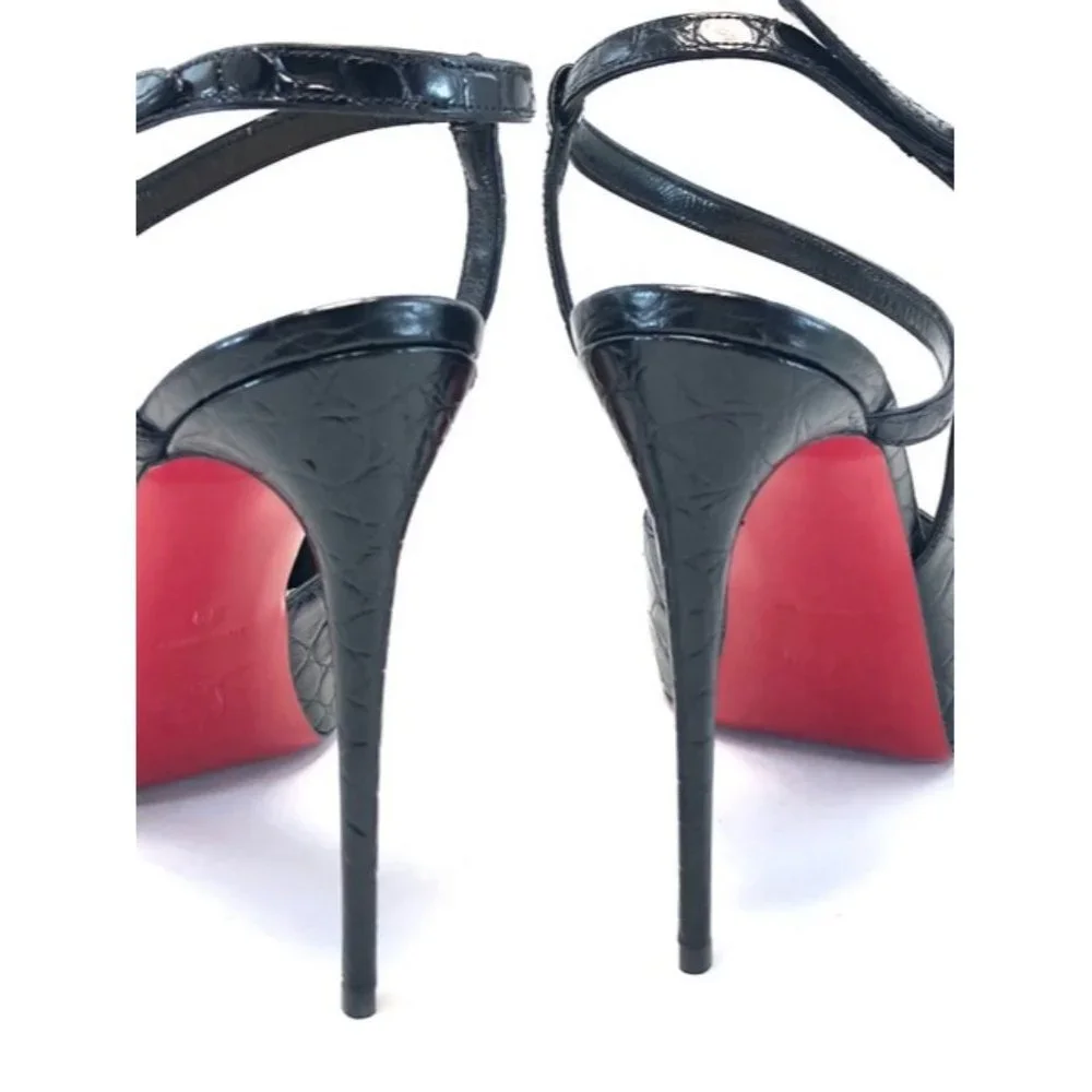 CHRISTIAN LOUBOUTIN Jenlove Alta Leather Croc Embossed Peep Toe Pumps EU:39 - Picture 7 of 12